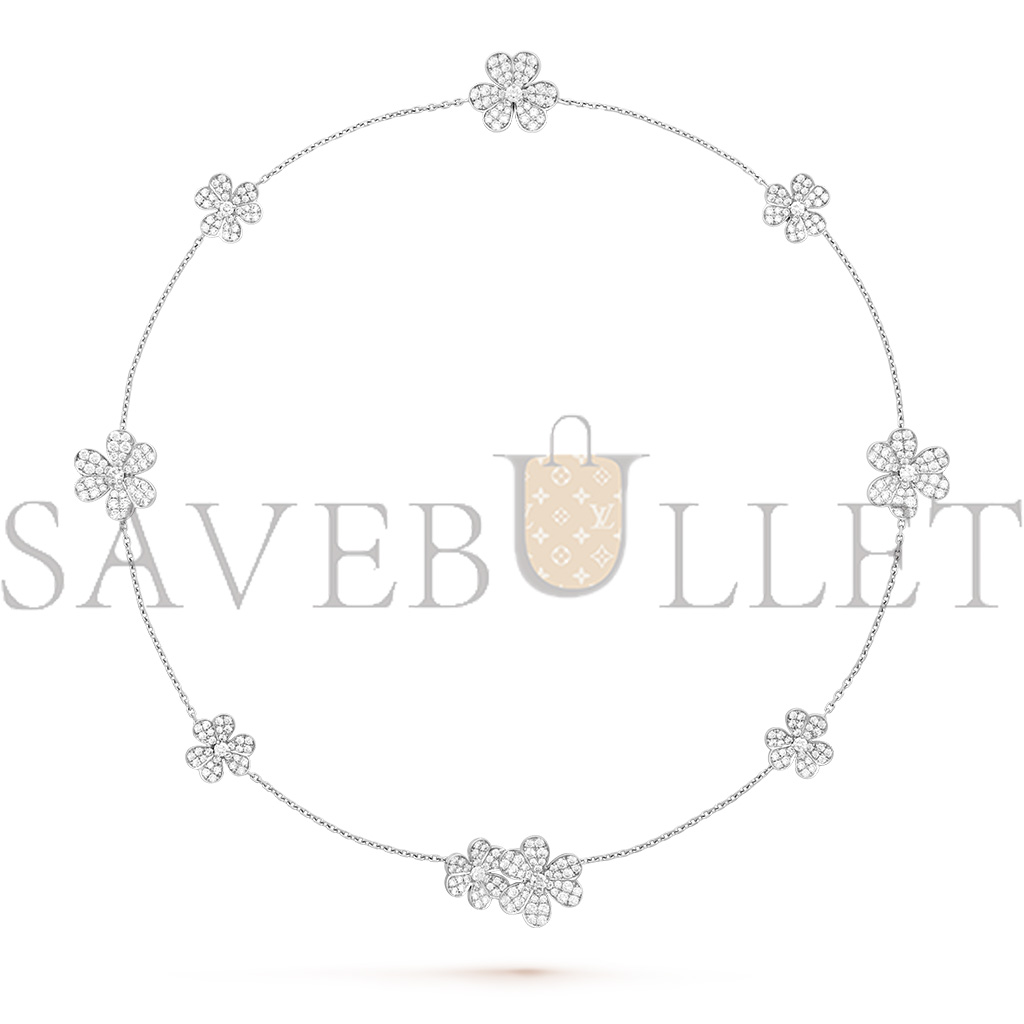 v*n cl*f arpels frivole necklace, 9 flowers - white gold, Di*m*nd  vcarn25400